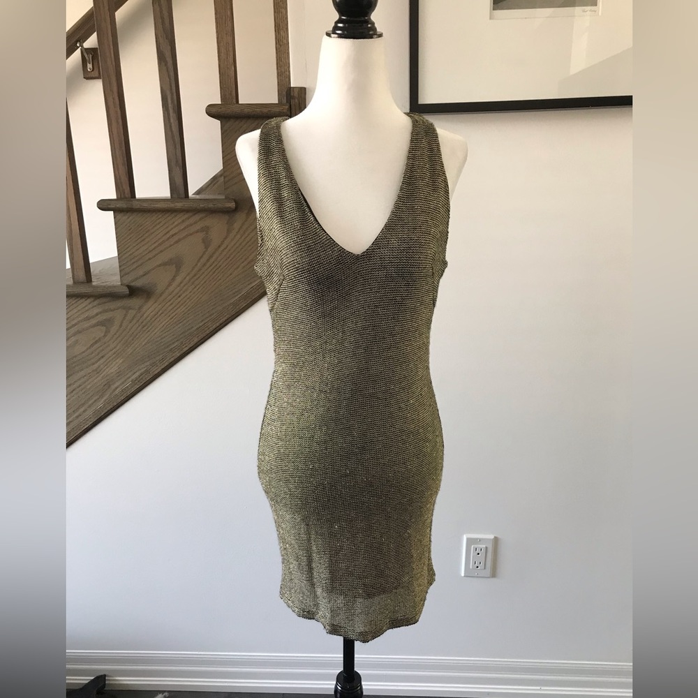 Ark &Co SIZE SMALL sleeveless open back gold party dress